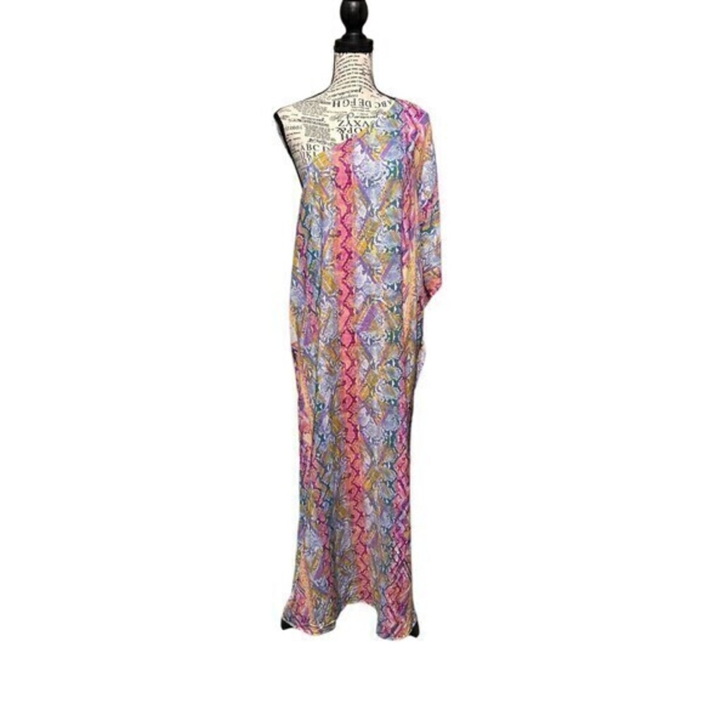 NWT Savanna Jane Women’s Multicolor Snake Print One Shoulder Maxi Dress…